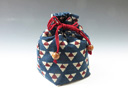 photo Japanese sake cup carrying pouch ("Mitsuuroko" triangle pattern)