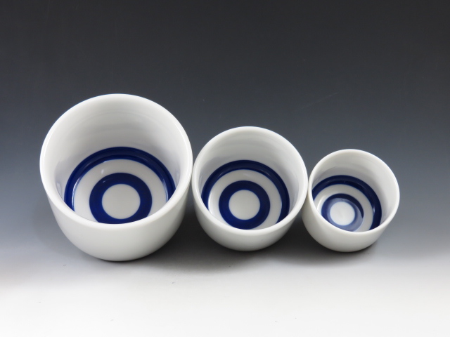 Mino-Yaki (Gifu) Porcelain Japanese sake tasting cup set (guinomi set) 4MIN0068