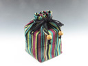photo Japanese sake cup carrying pouch (Aizu cotton / multi-colored strips)