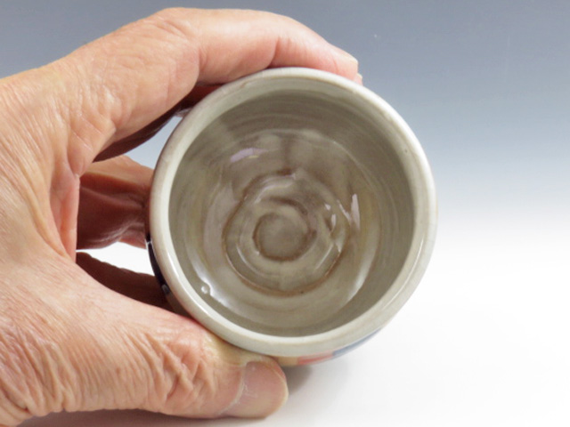 Oborisoma-Yaki (Fukushima) Asakano-Gama Japanese sake cup (guinomi)  1OBS0098