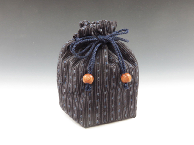 Japanese sake cup carrying pouch (Fine weaving stripes)