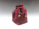 photo Japanese sake cup carrying pouch ("Mikawa" cotton Checked pattern in deep red)