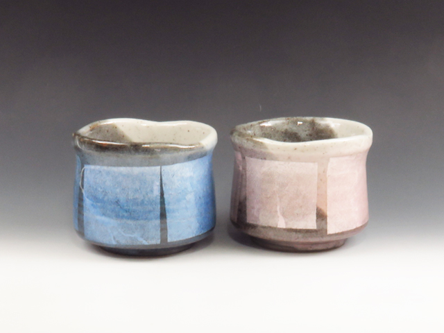 Kutani-Yaki (Ishikawa) Suiko-Gama Pottery Sake cup set 3KUT0060