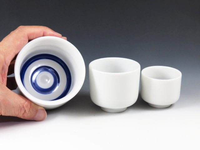 Mino-Yaki (Gifu) Porcelain Sake tasting cup set 4MIN0068