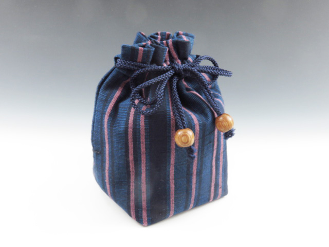 Sake cup pouch (Aize cotton / new three-colored strips)