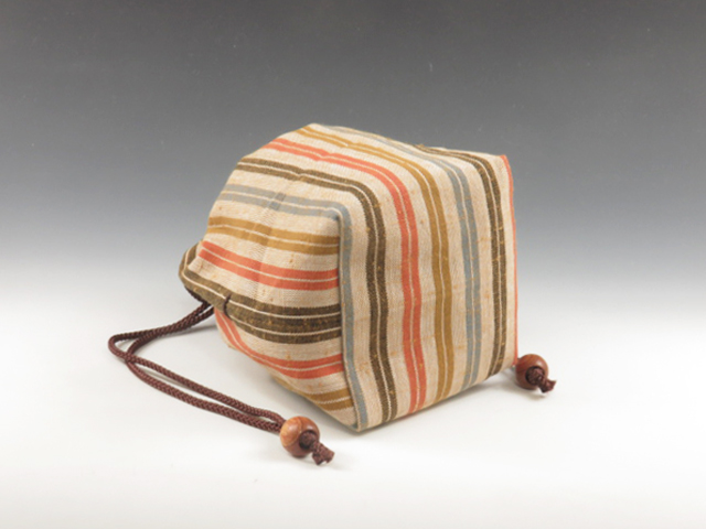 Sake cup pouch (Chichibu-Cotton with five color strips patern)