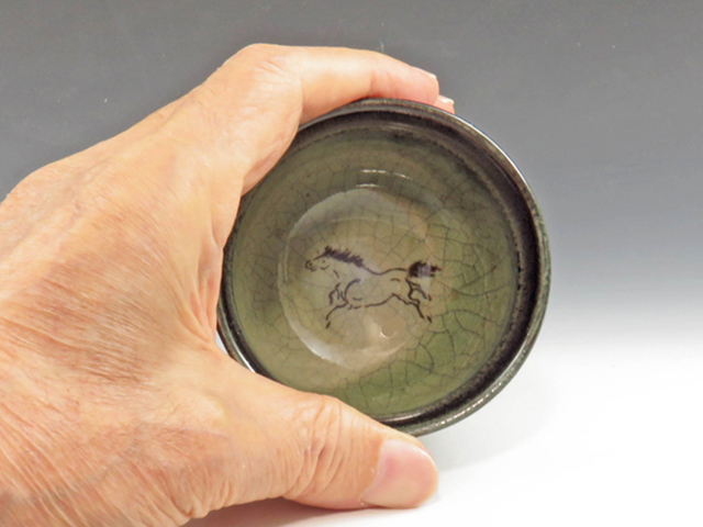 Oborisoma-Yaki (Fukushima) Hangai-Gama Japanese sake cup (guinomi)  1OBS0108