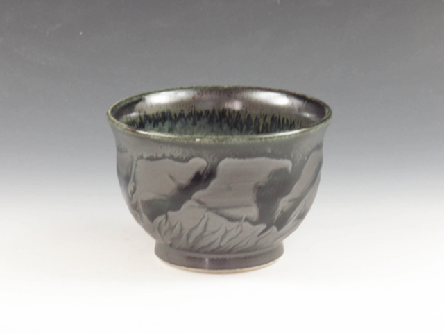 Oborisoma-Yaki (Fukushima) Hangai-Gama Japanese sake cup (guinomi)  1OBS0108