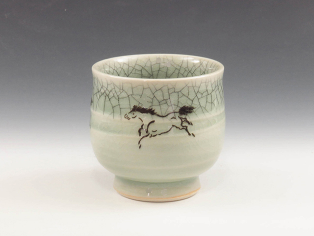Oborisoma-Yaki (Fukushima) Kyukan-Gama Pottery Sake cup  1OBS0106