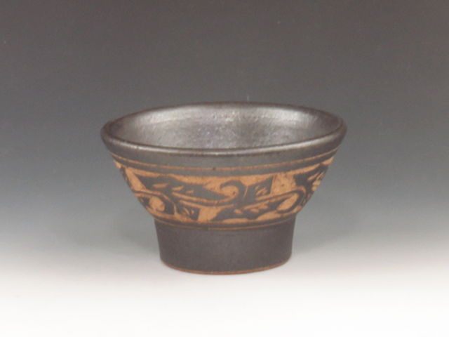 Tsuboya-Yaki (Okinawa ) Tobo Takaesu Pottery Sake cup  8TUB0060