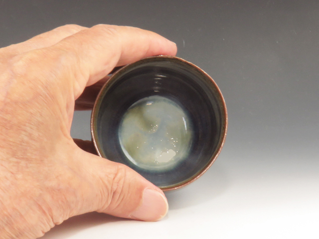 Matsushiro-Yaki (Nagano) Karakida-Gama Japanese sake cup (guinomi) 3MAT0012