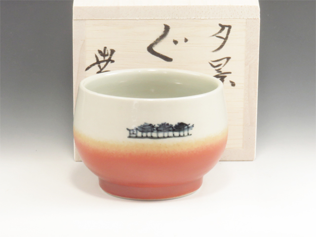 Izumohongu-Yaki (Shimane) Toan-Gama Japanese sake cup (guinomi) 6IZH0008