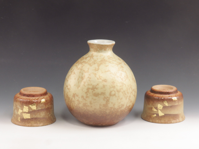 Kutani-Yaki (Ishikawa) Suiko-Gama Pottery Sake-ware set 3KUT0066