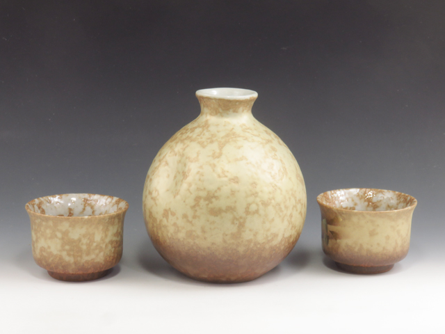 Kutani-Yaki (Ishikawa) Suiko-Gama Pottery Sake-ware set 3KUT0066