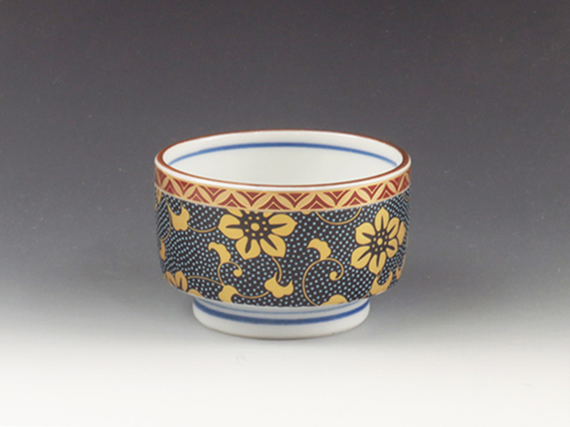 Kutani-Yaki (Ishikawa) Kanayama-Gama Porcelain Sake cup  3KUT0069
