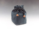 photo Japanese sake cup carrying pouch (Cotton / Checkered pattern in green)