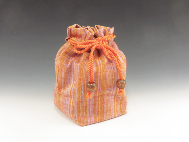 Japanese sake cup carrying pouch ('Aizu' cotton / Citrus)