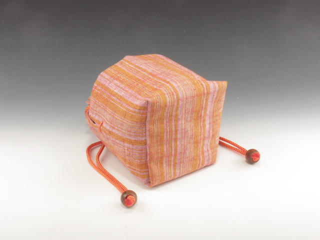 Japanese sake cup carrying pouch ('Aizu' cotton / Citrus)