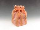 photo Japanese sake cup carrying pouch ('Aizu' cotton / Citrus)