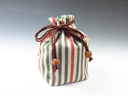 photo Japanese sake cup carrying pouch ('Aizu' cotton / Four colors' strips)