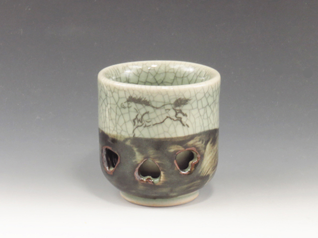 Oborisoma-Yaki (Fukushima) Seiho-Gama Pottery Sake cup