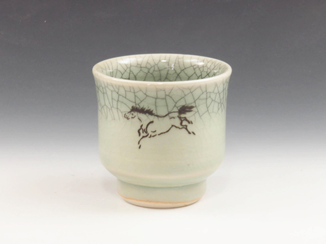 Oborisoma-Yaki (Fukushima) Kyukan-Gama Pottery Sake cup