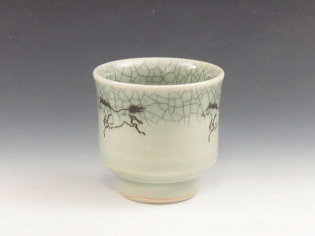 Oborisoma-Yaki (Fukushima) Kyukan-Gama Pottery Sake cup
