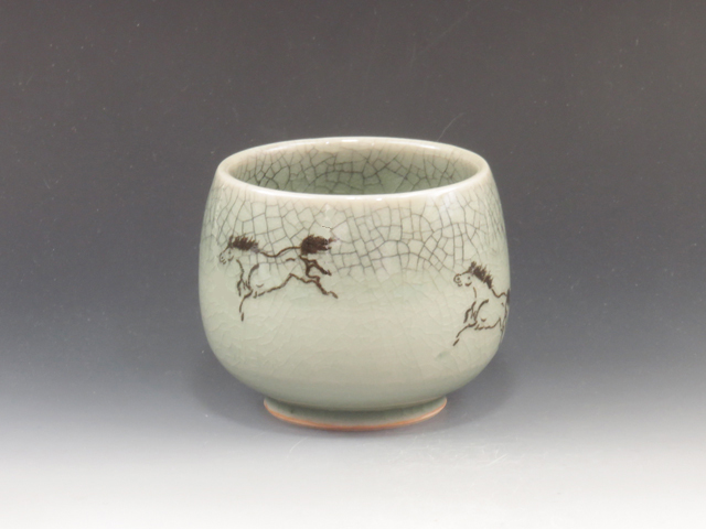 Oborisoma-Yaki (Fukushima) Kyukan-Gama Pottery Sake cup 