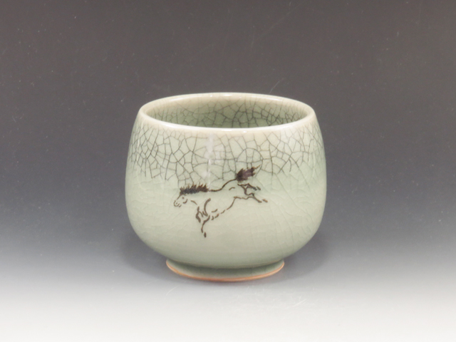 Oborisoma-Yaki (Fukushima) Kyukan-Gama Pottery Sake cup 