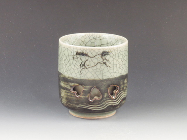 Oborisoma-Yaki (Fukushima) Kyukan-Gama Pottery Sake cup
